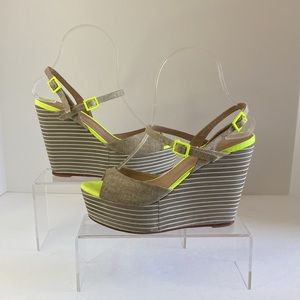 Biondoni Natural Neon Yellow Wedges-Women’s Size 6–Final Clearance Price